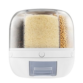 Knwigoe Grain Dispenser 6 Grid Cereal Storage Rack Rotating Containers with Cup for Rice Coffee Bean Flour（360°Rotation ）