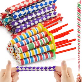 Relaxgiant 50 Pcs Chinese Finger Traps for Kids and Yoyo Sets - 25 Classic Bamboo Finger Traps 5'' and 25 Paper Yoyos 6.7'' Bird Chew Toy Bird Foraging Chopper for Chinese Party Favor Gifts