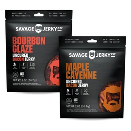 Uncured Bacon Jerky 2-Pack - Maple Cayenne & Bourbon Glaze