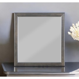 ZJMTOCYU Square Dark Gray Mirror, Elegant Wood Framed Design, Modern Aesthetic, Any Room Décor