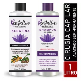 Revitalliss Tratamiento Alaciante Brasileño Cirugía Capilar Kit Litro