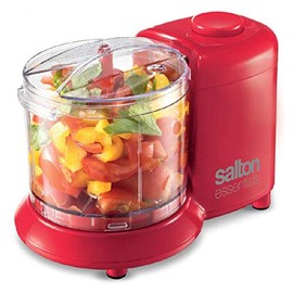 Salton Essentials ECH1767R Compact Mini Electric Chopper - 350ml, Stainless Steel Blade, Locking Lid, Dishwasher Safe, Easy to Use, 100W, Red
