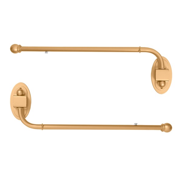 MERIVILLE 14"-24" Swing Arm Curtain Rod, 1/2" Diameter, Gold, 2