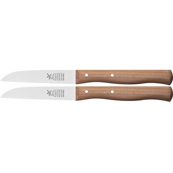 2 x Vegetable Knives, Small Kitchen Knives, Paring Knives, 6.5 cm, Windmill Knife, Cherry Wood
