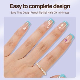 Misssix Uñas Postizas Xbasictips Con Punta Francesa, 300 Unidades, Cortas Y Cuadradas, De Gel Suave, Preformadas, Sin Limar, 3 En 1, Para Decoración De Uñas, Diseños De Extensiones Diy, 15 Tamaños