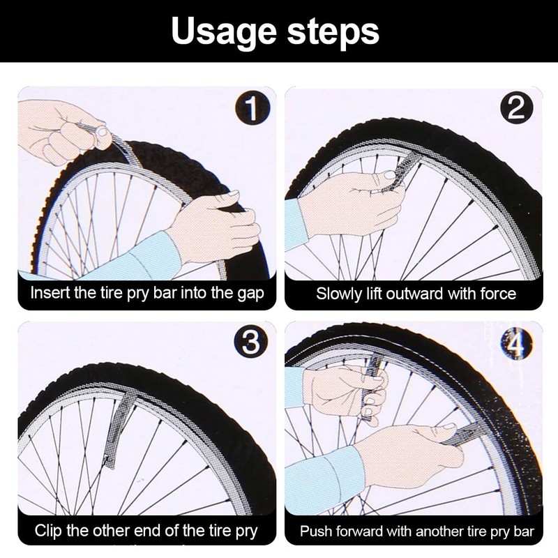 VYIBPDY Bicycle Tyre Lever, 4 Pieces Metal Tyre Levers for