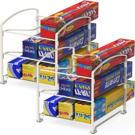 Simple Houseware Kitchen Box Organizer Wrap Rack Foil Holder, White, Set of 2