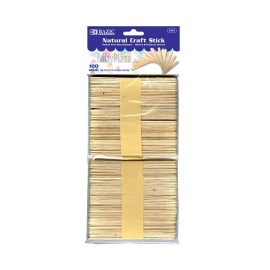 Bazic 200 Pcs Natural Wood Craft Sticks Light Natural Colored School, Home, Office