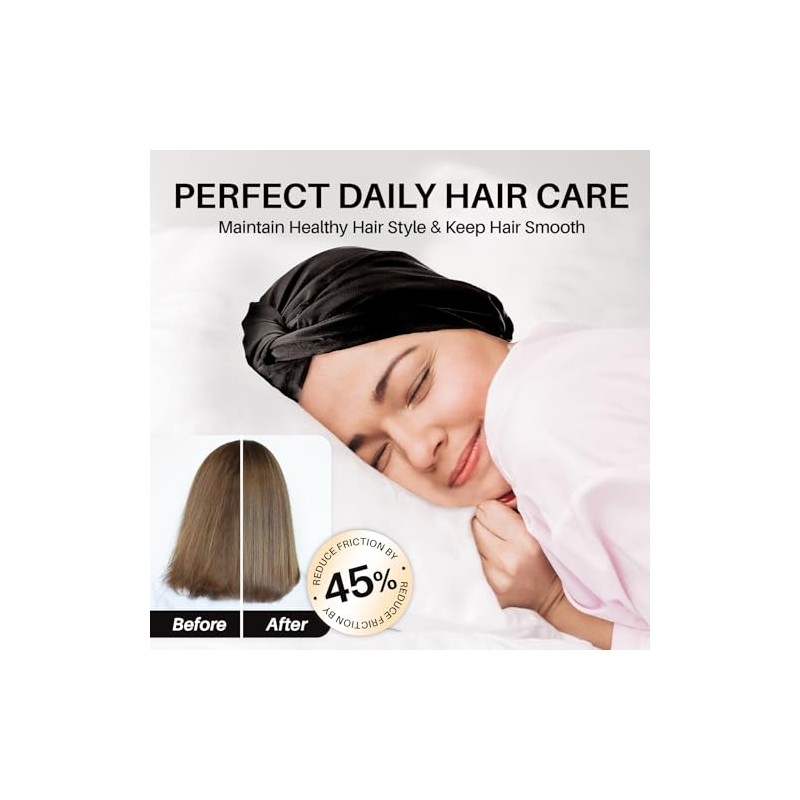 Gorro Dormir 100 Seda Morera Mujeres Hombres Cabello Rizado Fino
