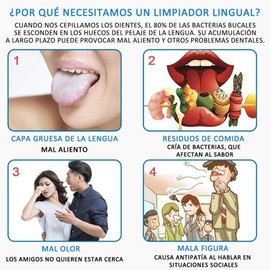 Limpiador de Lengua Acero Inoxidable con Estuche de Transporte. Raspador de Lengua, Kit de Limpieza Bucal para Limpiador. (1 Azul+1 Verde)