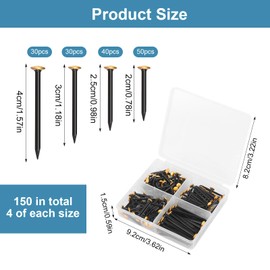 Pack of 150 Picture Nails 20/25/30/40 mm Concrete Nails Stainless Steel Nails with Gold Head Nails Pictures Hanging Nails for Concrete Walls