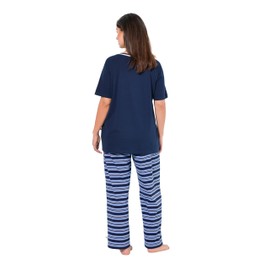 Ulla Popken Women's Stripe Fusion Pyjamas, midnight blue