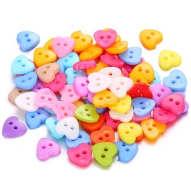 150Pcs Assorted Colors Size 1/2 Inch Round Resin Heart Buttons Two Holes DIY Crafts for Manual Button Painting and Sewing Fasteners Buttons (Colorful)