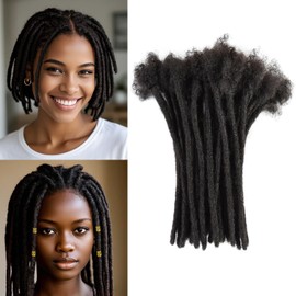 Dreadlock Extensions Human Hair Dreads Extensions Full Handmade 100% Human Hair Loc Extensions for Women/Men Can Be Curled Bleached Dyed (6 Inch 0.6cm 10 Strands)