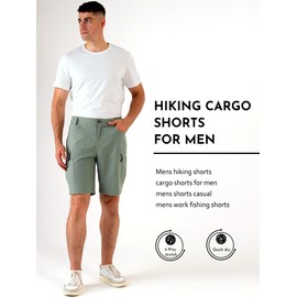 Dababell Mens Hiking Cargo Shorts Athletic Quick Dry Cargo Shorts for Men with Zipper Pockets L Light Green