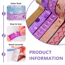 20 Rolls Colored Masking Tape, Glitter Washi Tape,Colored Masking Tape, DIY Craft Decorative Tapes,Craft Tape Set for Arts Crafts, Labeling, Scrapbooking Supplies, Gift Wrapping, Party Supplies