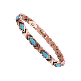 YINOX Magnetic Therapy Arthritis Copper Bracelet for Women, Effectively Relieves Arthritis and Wrist Pain, Inlaid with Turkish Turquoise, Combines Fashion and Health (3500 Gauss) (C)