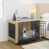 YITAHOME 38" Dog Crate Furniture with Wheels, Heavy Duty Wood