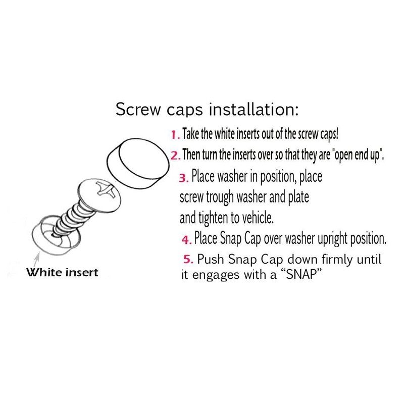 Set of 4 Stainless Steel Fasteners for License Plates, Frames,