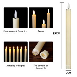 SVICCOOKQ Flameless Taper Candles Flickering, Battery Operated Taper Candle Led Candle Holders with Remote and Timer, Ivory Flickering Flame Lights for Home, Weddings, Parties, Ivory, 6pc, 9.8 Inch