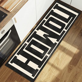 GUBIYU Farmhouse Howdy Door Mat Beige Area Rug for Bedroom Living Room Decor,23.6"x59" Decorative Home Indoor Outdoor Front Porch Door Mat,Black Trendy Stuff Howdy Preppy Decor Non Slip Bathroom Rugs