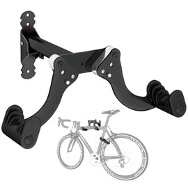 YORKING Bike Wall Mount, Horizontal Wall Mount Hanger Holds Up to 55Lbs Bike Indoor Storage Rack Hook with 5 Adjustable Levels, Extends to Fit 32.6" Handlebars for 1 Bicycle in Home Garage – Black