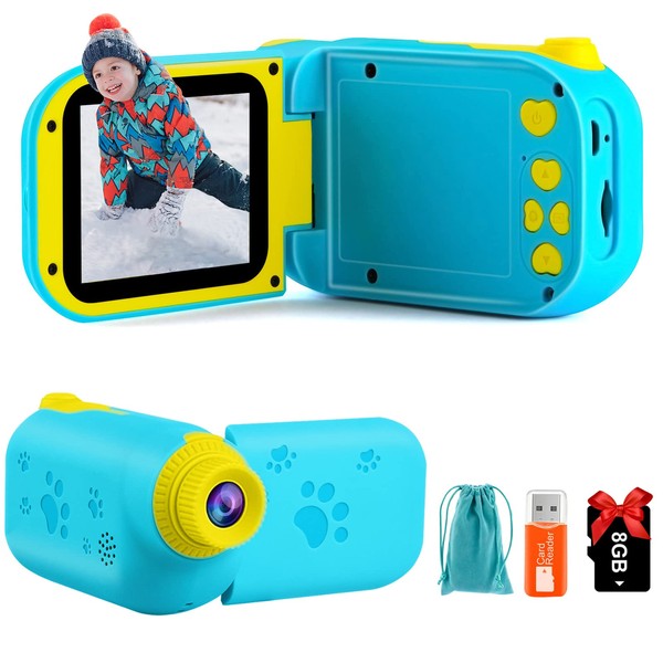 AILEHO Kids Camcorder Video Camera - 12M 1080P Kids Video Recorder - Birthday Gift for Kids Age 3 4 5 6 7 8 9 Years Old Toddler Toys Camera with 32G (Blue)