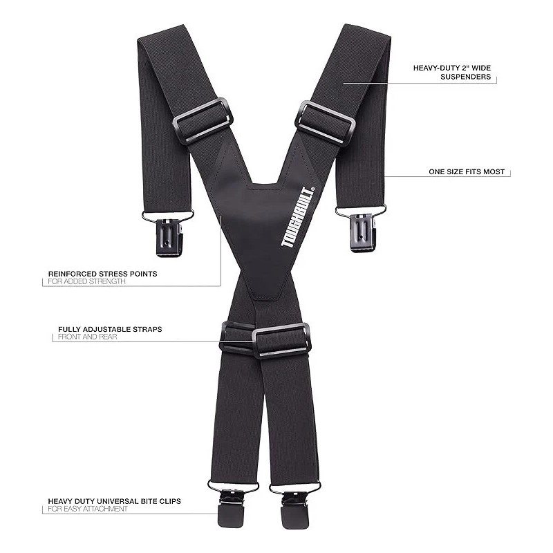 Toughbuilt Universal Suspenders Adjustable Straps Work Tool Belt / TB-51D