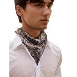 Prettystern Unisex Hand-Rolled Silk Neckerchief Silk Neckerchief for Men and Women, 20 Brown Paisley
