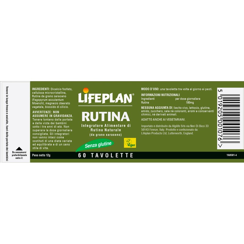 LIFEPLAN Rutina da Grano Saraceno, Integratore Microcircolo naturale per Circolazione