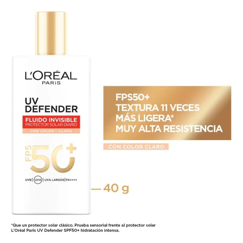 L'Oreal Paris Protector Solar Fluid FPS50+ UV Defender Tono Claro