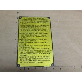 military Data Plate starting instructions Fits Military Truck Armour   (P102)