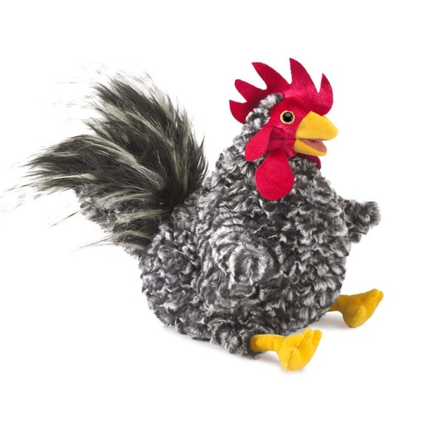 Folkmanis Barred Rock Rooster Hand Puppet, Black, White, Red, Yellow
