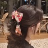 (2 types) Burnaby Elegance Scarf 3-tier Ribbon Pincer Pin Scarlet