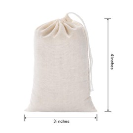 Tatuo 3 x 4 Inches Muslin Cotton Drawstring Bags Canvas Linen Sachet Bag Reusable Empty Gift Pouch for Party Home Supplies