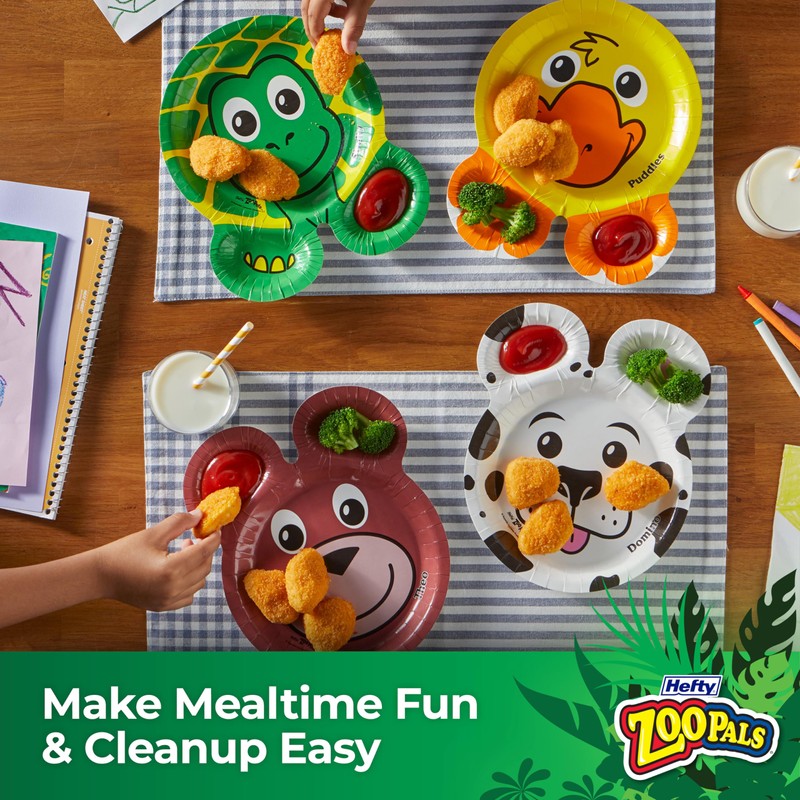 Hefty Zoo Pals Party Edition Paper Plates for Kids, Assorted