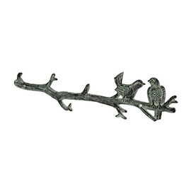 SPI Vintage Grey Cast Iron Lovebirds On a Branch Wall Hook Rack