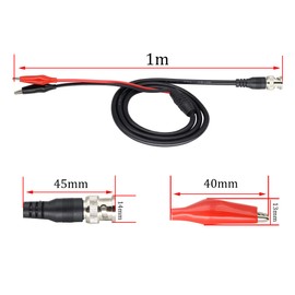 HCFeng Cable BNC a pinzas de cocodrilo BNC doble cable de prueba de clip de cocodrilo coaxial BNC macho Q9 a 2 clips de prueba de cocodrilo plomo para osciloscopio/generadores de señal/videovigilancia [paquete de 2-1 m/3.3 pies]