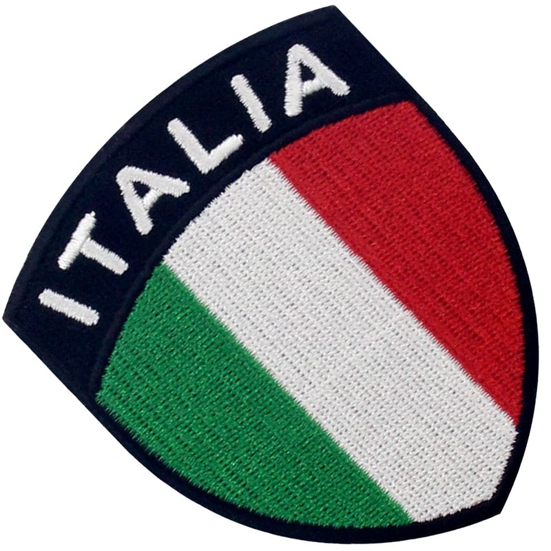 EmbTao Italy Shield Flag Patch Embroidered Applique Fastener Hook &