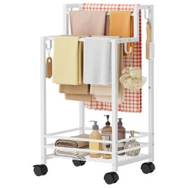 Gewudraw Free Standing Towel Rack,4-Tier Outdoor Towel Rack for Pool,White