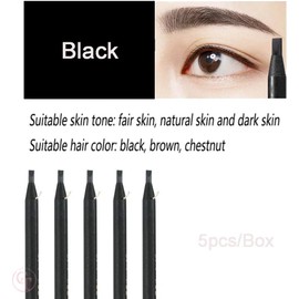 5 Unids/Pack Lápiz de Cejas Tirar Cordón Peel-Off Lápices de Cejas Impermeable de Larga Duración Microblading Pluma de Ceja para Marcar, Rellenar, Delinear Negro