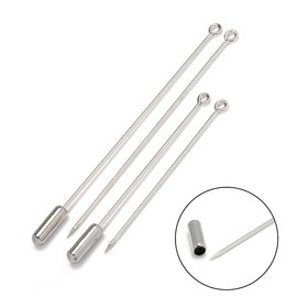 Metal Brooch Stick Pins with Stopper Ends Safety Copper Long Needle Eye Pins for Men Women Suit Tie Hat Scarf DIY Jewelry Accessories, Silver 20pcs 50mm & 20pcs 70mm