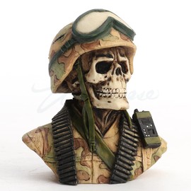 Veronese Design 2 3/4 Inch Military Skeleton Half Bust Miniature Resin Sculpture