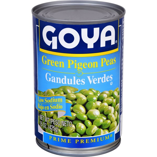Goya Foods Green Pigeon Peas (Gandules), Low Sodium, 15-Ounce (Pack of 24)