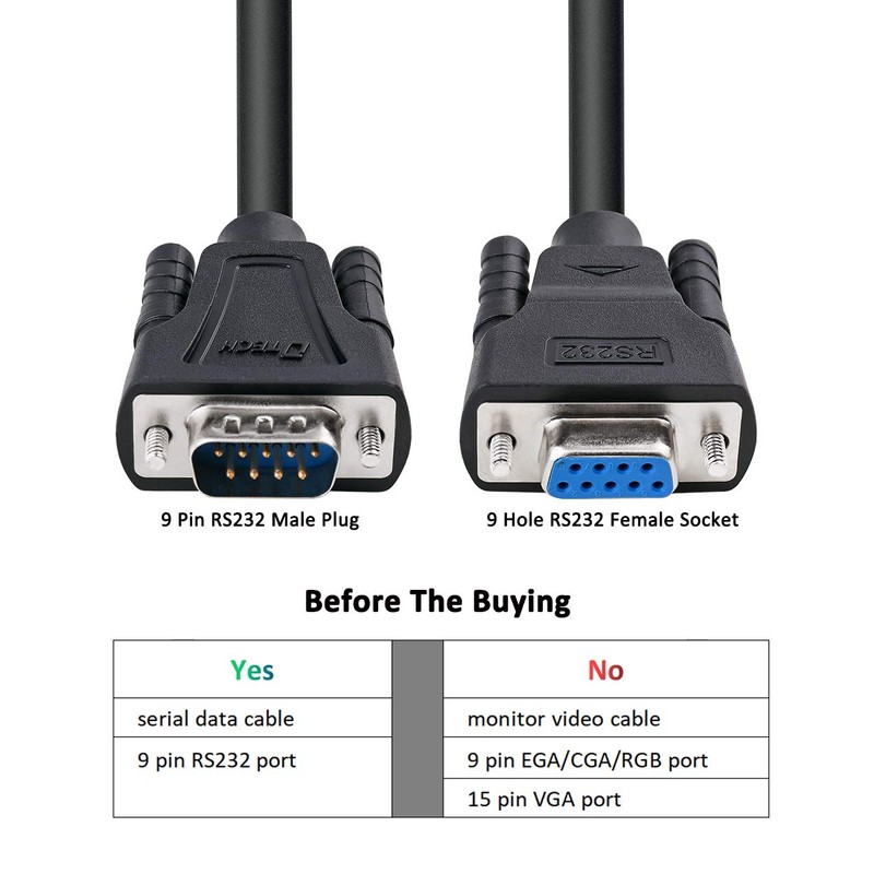 DTECH DB9 RS232 Serial Cable Null Modem Male to Female