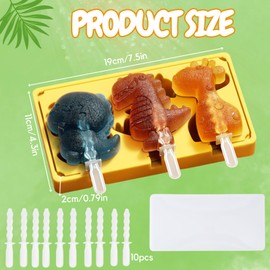 PTaizjjz Popsicles Molds,2PCS Silicone Dinosaur Popsicle Molds,Homemade Ice Pop Molds Maker For Kids,Ice Cream Mold with Lids & Reusable Sticks