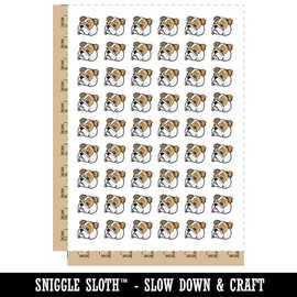 English Bulldog Head Temporary Tattoo Water Resistant Fake Body Art Set Collection - 54 1" Tattoos (1 Sheet)