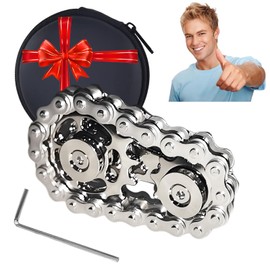 Fidget Spinners Toys for Adults & Teens - Metal Fidget Toy Bike Chain Fidget Sprocket Chain Fidgets Toy for Relief Anxiety ADHD Autism Cool Gadgets Desk Offices Gift Sensory Adult Fidget Toys（Silver）