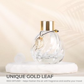 TRIFOLIC 4Pcs Reed Diffuser Set with Metal Golden Decoration, Empty Reed Diffuser Bottles with 20Pcs Reed Diffuser Sticks, Unique Design Bottles for Home and Office(2 Spiky Ellipsoidal+2Twill)