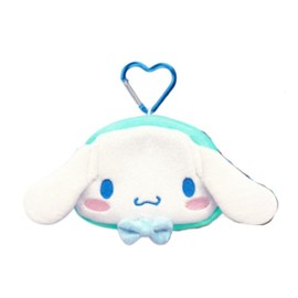 Hatayama Shoji 63202405 Mini Face Pouch with Carabiner Cinnamoroll, H3.3 x W 4.3 x D 1.2 inches (8 x 11 x 3 cm)